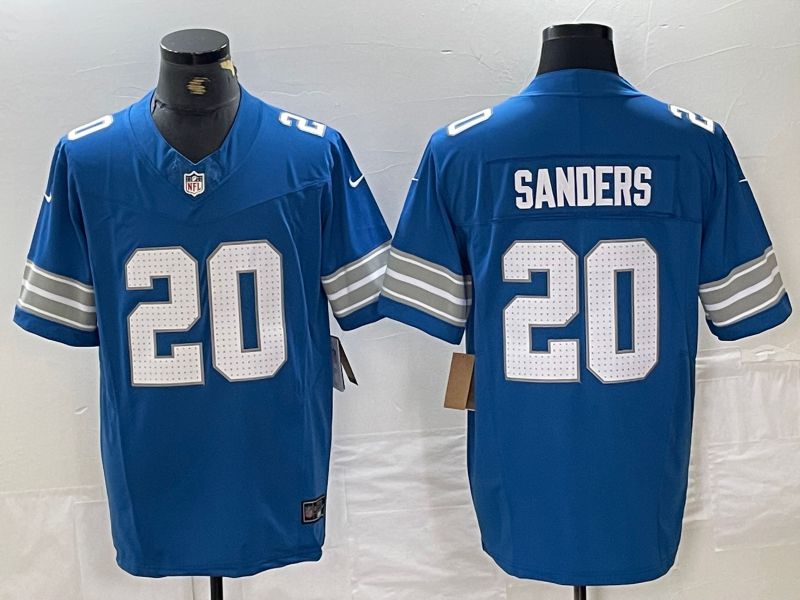 Men Detroit Lions #20 Sanders Blue Three generations 2024 Nike Vapor F.U.S.E. Limited NFL Jersey